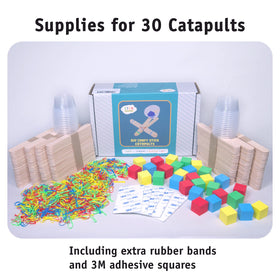 STEM Inventions Catapult Kit 30-Pack laid out for hands-on learning in class