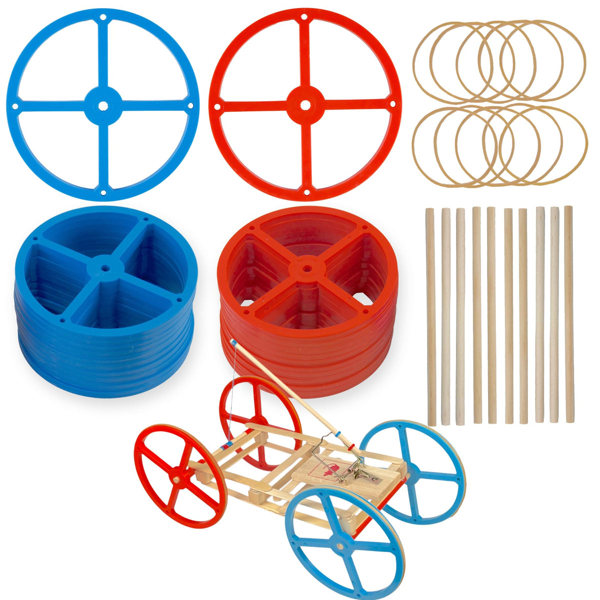 STEM Inventions large wheels and axles set for durable, reusable project vehicles