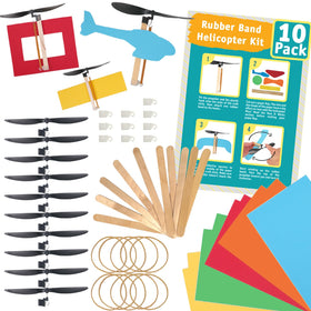 STEM Inventions rubber band helicopter kit close-up of assembly steps for hands-on learning.