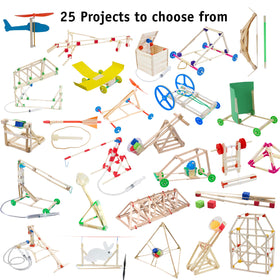 STEM Inventions STEM Craft Kit project ideas spread out for planning hands-on projects.