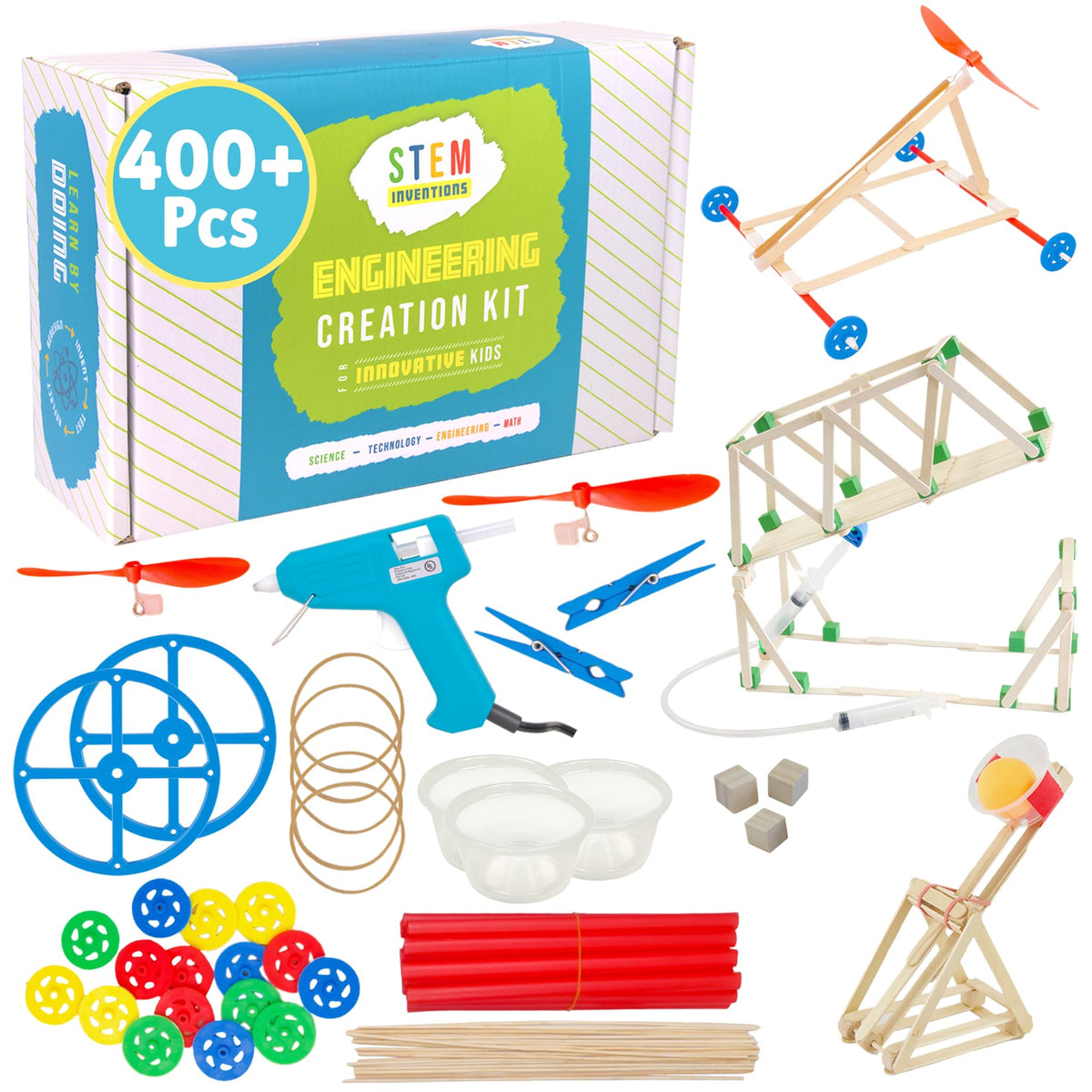 STEM Inventions STEM Craft Kit unboxing reveals colorful components for classroom exploration.