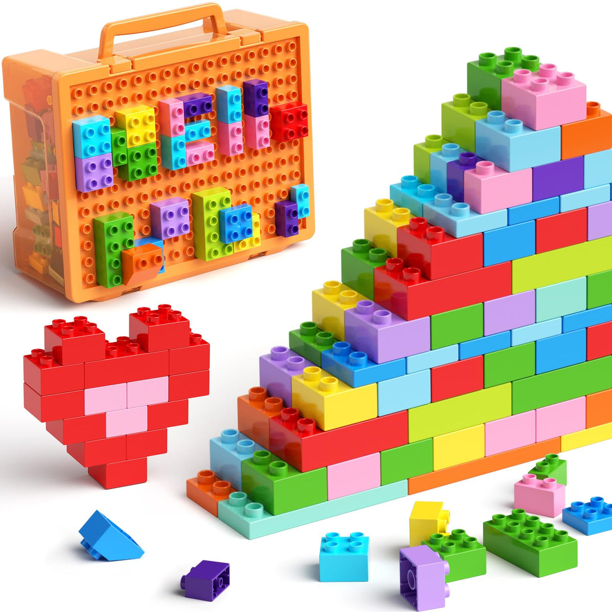 STEM MATCH 97PCS blocks with storage box encourage organized play and creativity.