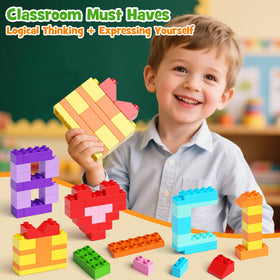 STEM MATCH storage box keeps pieces organized for quick cleanup after play.