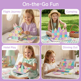 STEM MATCH Travel tin box opens into a large magnetic baseboard for creative building.