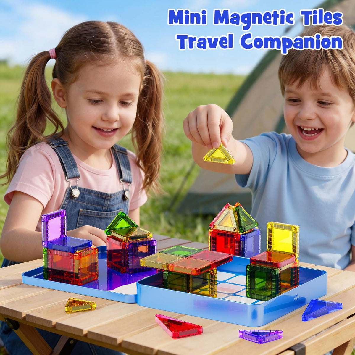Stem Match visual storage guide inside helps kids sort tiles independently.