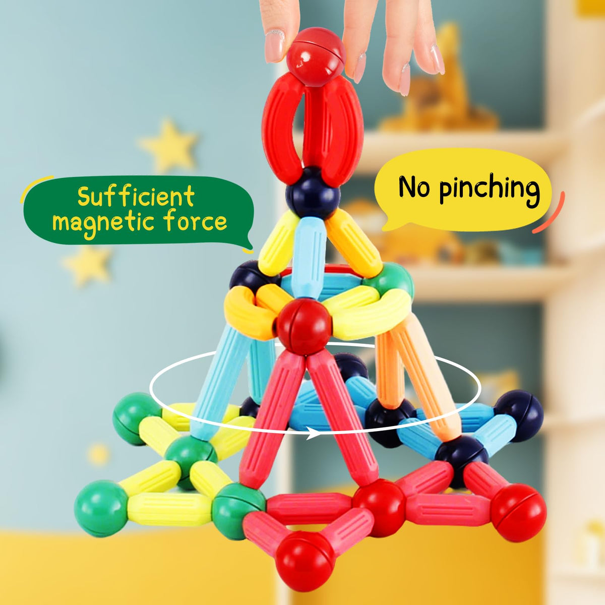 STEMTiles creativity-problem-solving promotes imaginative building with magnets.