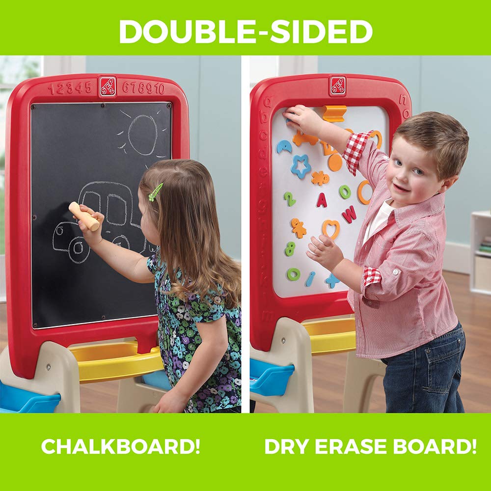 Step2 All Around Easel for Two removable trays enable quick cleanup after art