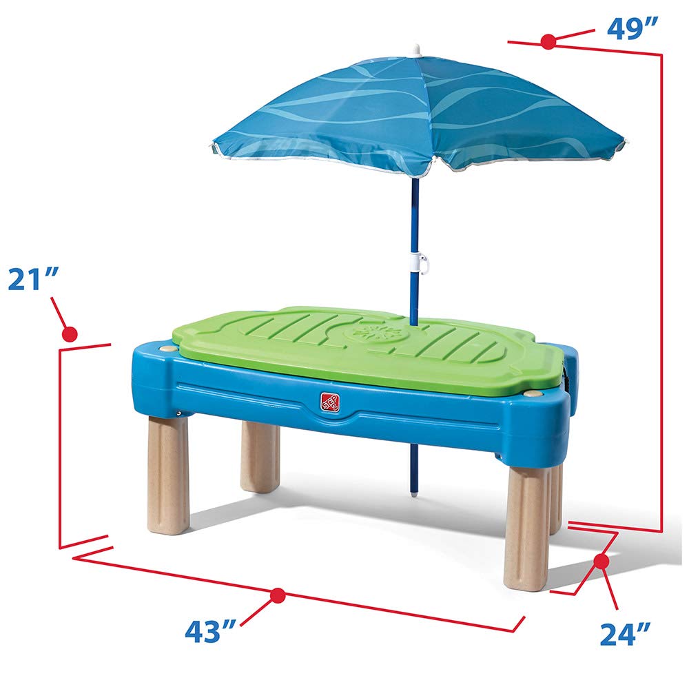 Step2 Cascading Cove umbrella setup provides shade during outdoor adventures.