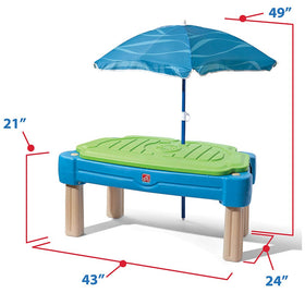Step2 Cascading Cove umbrella setup provides shade during outdoor adventures.