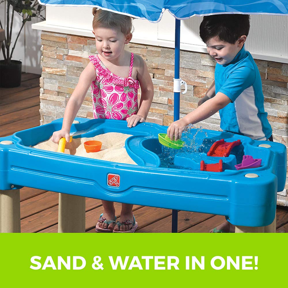 Step2 Cascading Cove 6-piece water accessories boost interactive play.