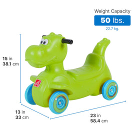 Step2 Dino Dash back view emphasizes durable, double-walled plastic built to last.