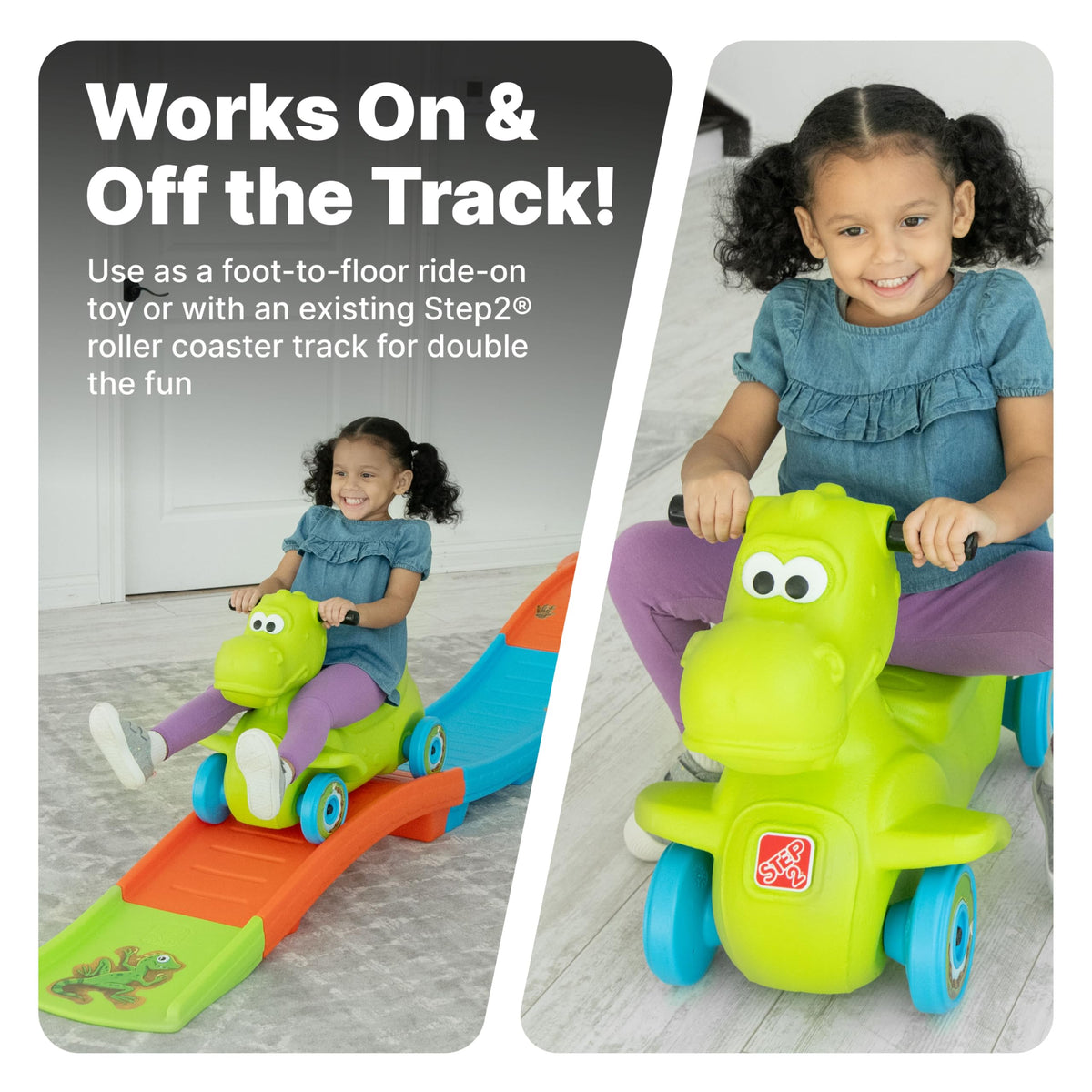 Step2 Dino Dash wheel closeup showcases reliable grip for confident rides.