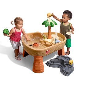Step2 Dino Dig sand and water table setup, encouraging shared outdoor play.