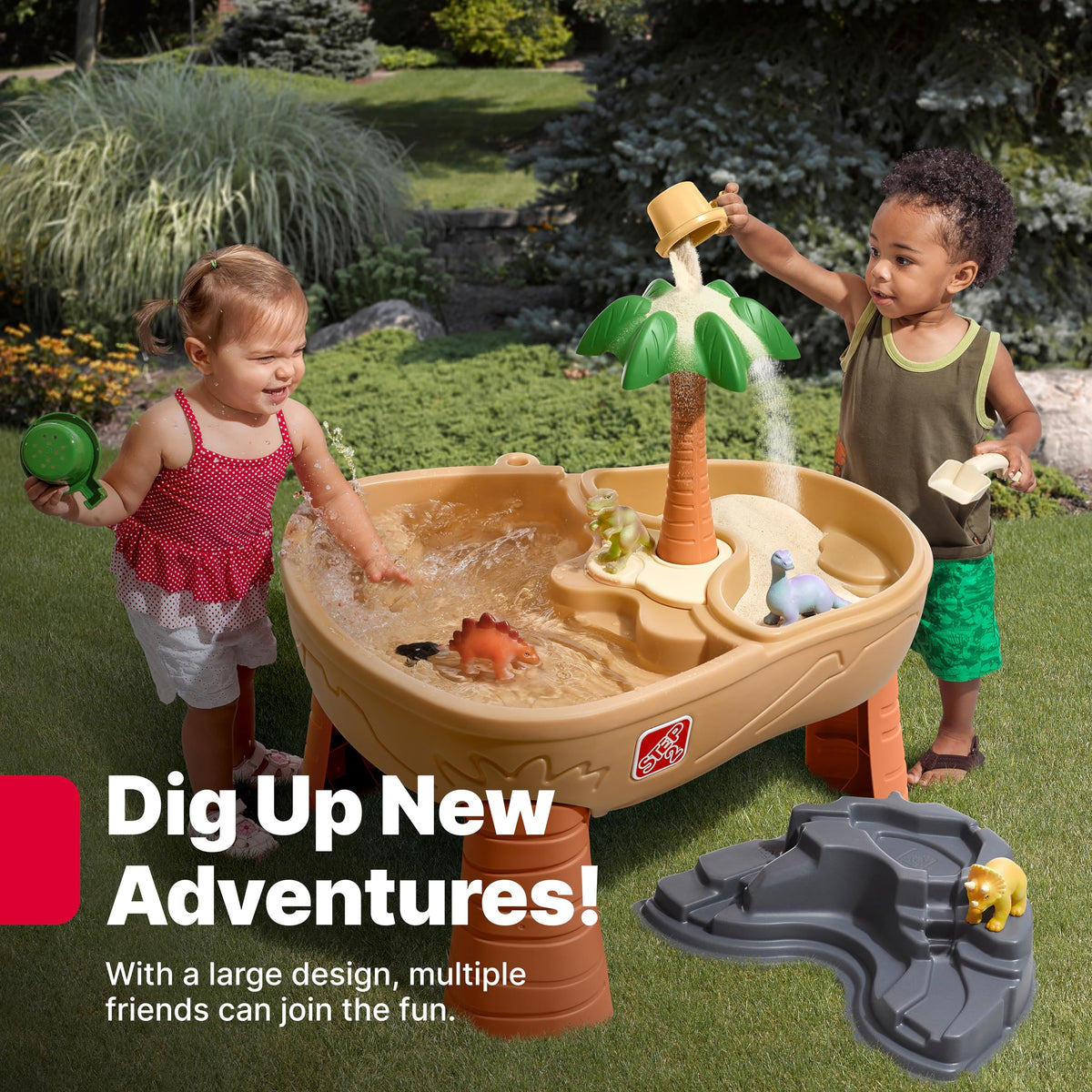 Step2 Dino Dig volcano lid doubles as storage and expanding play surface.