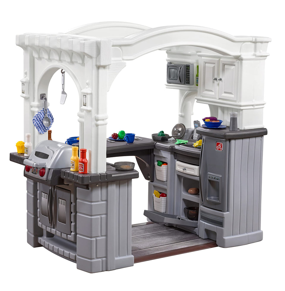 Step2 Grand Walk-In Kitchen and Grill entrance area promotes immersive pretend play.