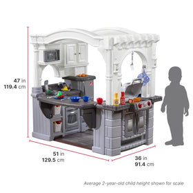 Step2 Grand Walk-In Kitchen and Grill indoor/outdoor play for toddlers two and up.