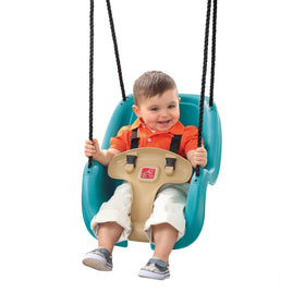 Step2 infant-to-toddler swing seat with secure harness for backyard fun.