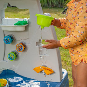 Step2 elevated-play surface supports interactive exploration and easy cleanup.