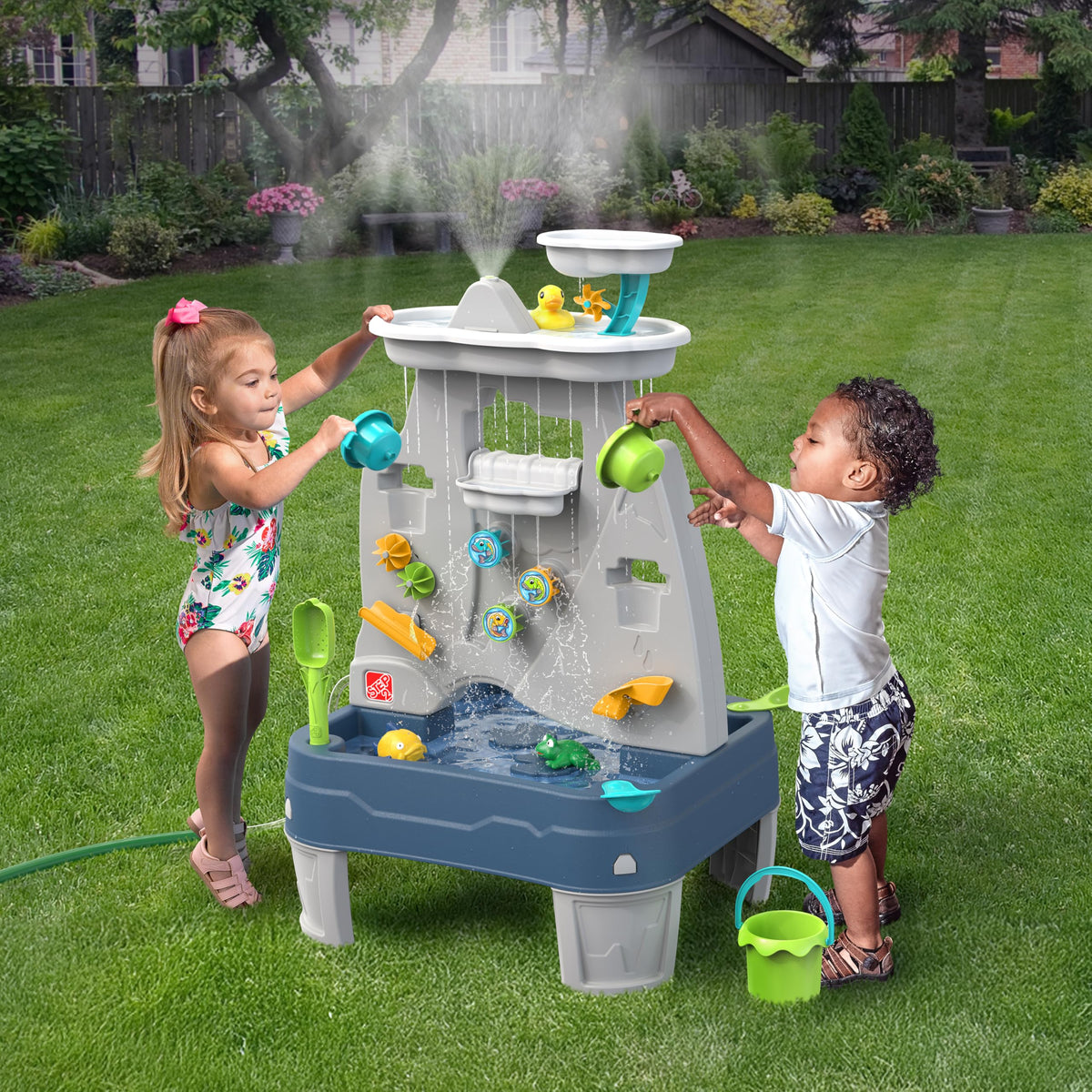 Step2 water table with no-leak drain plug for easy draining after use.