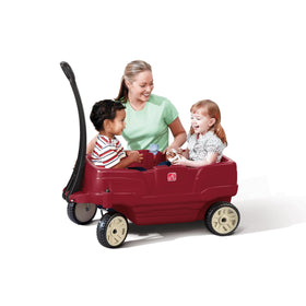 Step2 Neighborhood Wagon folding handle makes transport and storage simple.