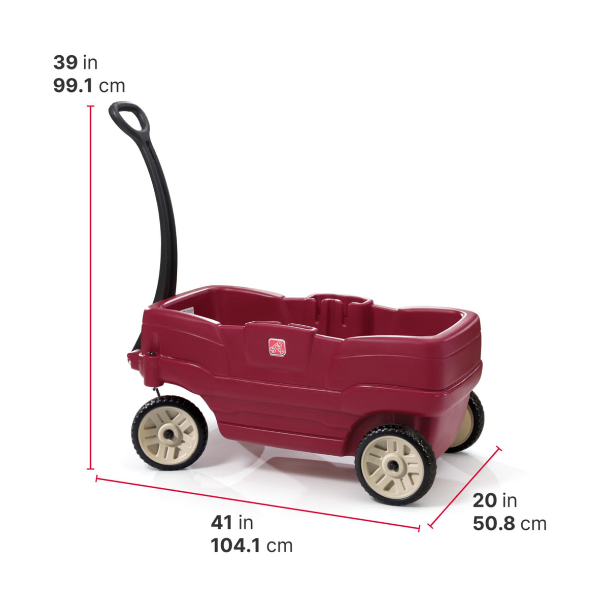 Step2 Neighborhood Wagon safety belts secure seating during playful neighborhood trips.