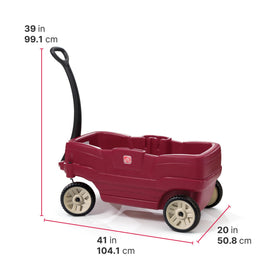 Step2 Neighborhood Wagon safety belts secure seating during playful neighborhood trips.