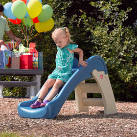 Step2 Play & Fold Jr Slide back view emphasizes spacious platform and safe entry
