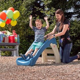 Step2 Play & Fold Jr Slide indoor playroom setup supports rainy day fun