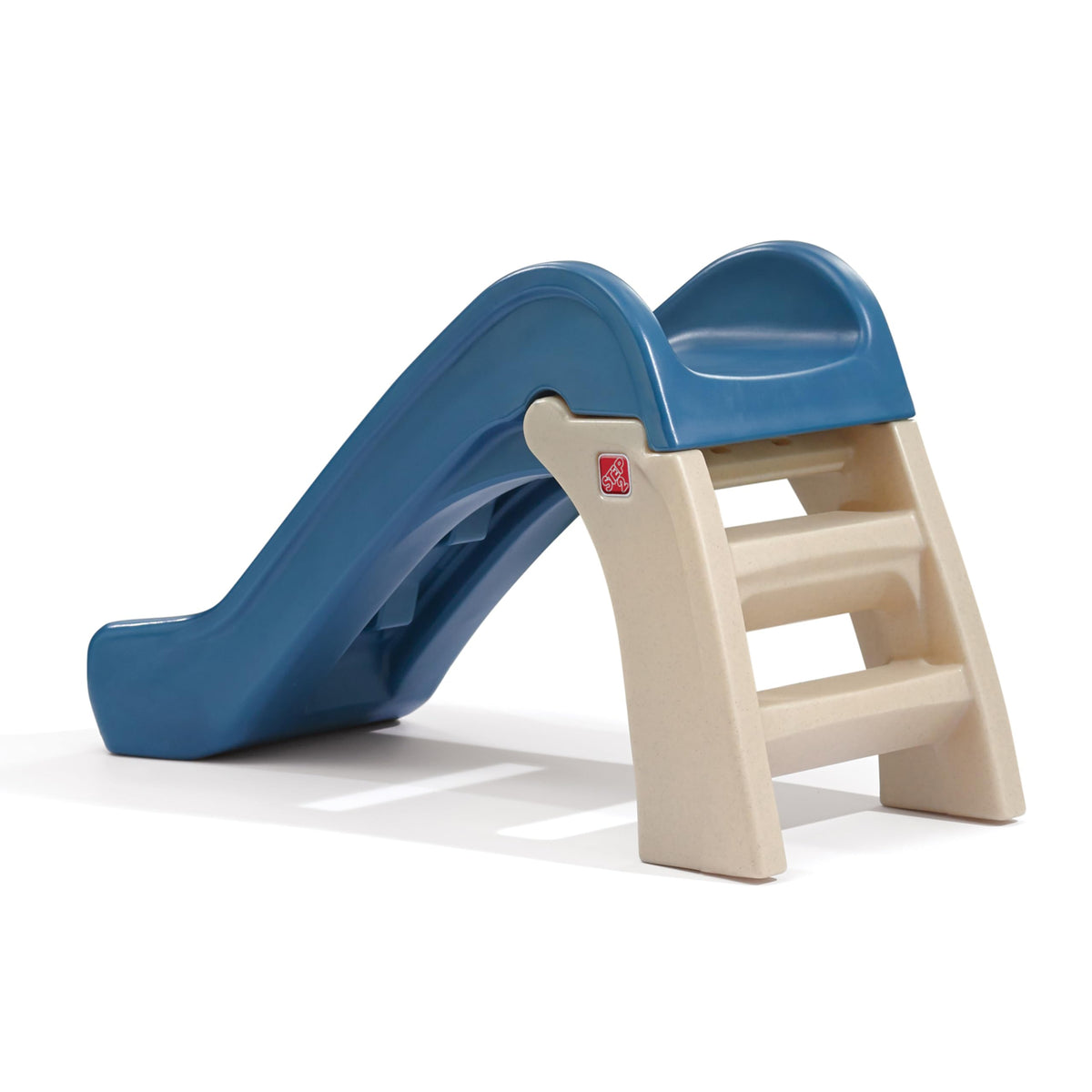 Step2 Play & Fold Jr Slide side view highlights sturdy stairs and broad ladder