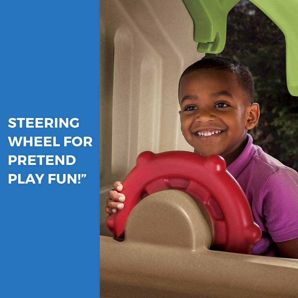 Step2 Play Up Gym Set steering wheel enhances pretend driving adventures.