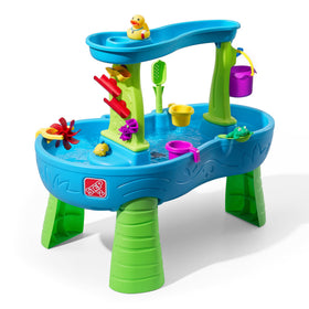 Step2 Rain Showers Splash Pond Water Table set up in backyard for interactive water play