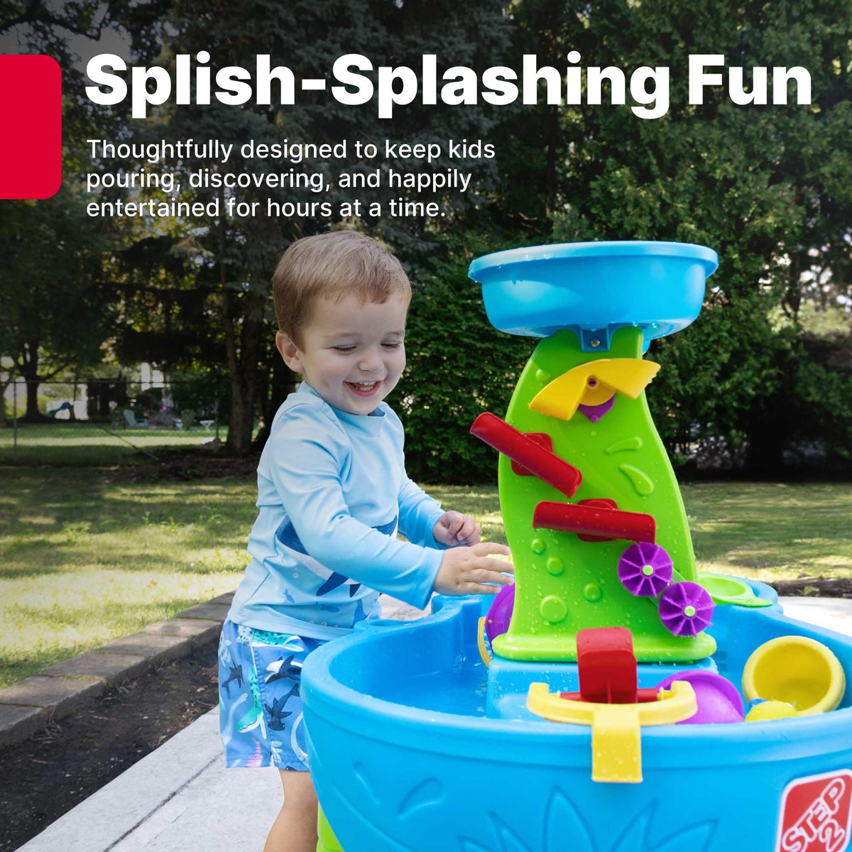 Step2 Rain Showers top waterfall tray in action boosting sensory discovery
