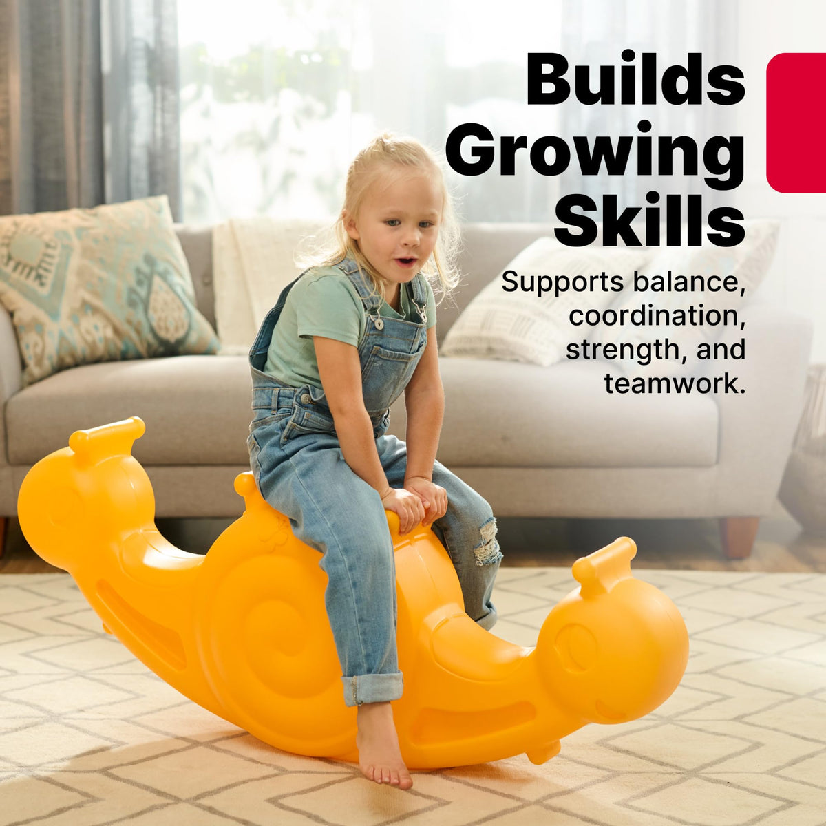 Step2 Seesaw Snail contoured-seats ensure comfy seating for toddlers.
