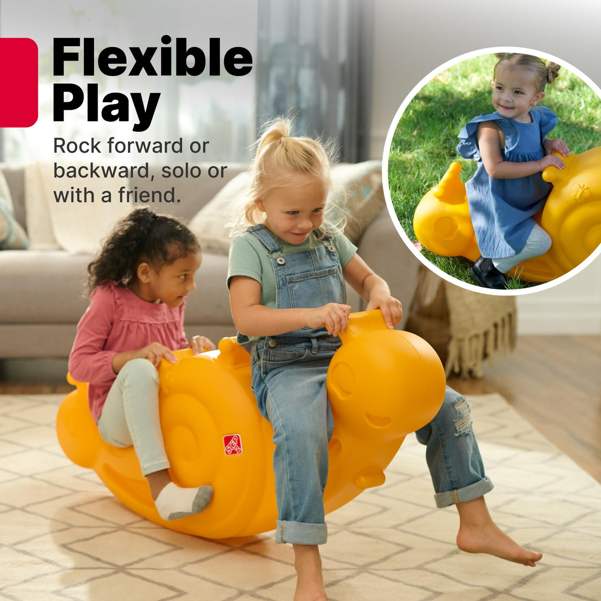 Step2 Seesaw Snail face-backward grip for exploration and shared fun.