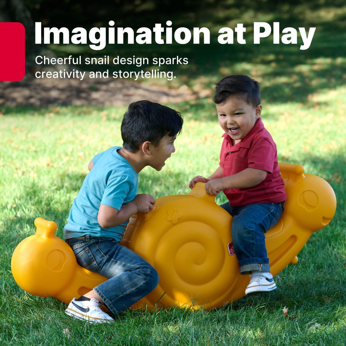 Step2 Seesaw Snail two-riders setup encourages cooperative play.