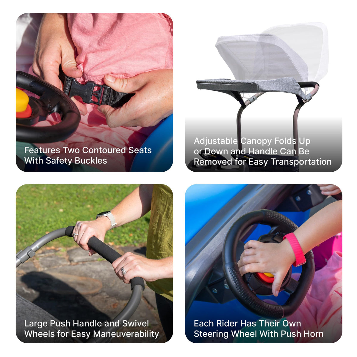 Step2 SUV with dual steering wheels for kid-guided play and caregiver control