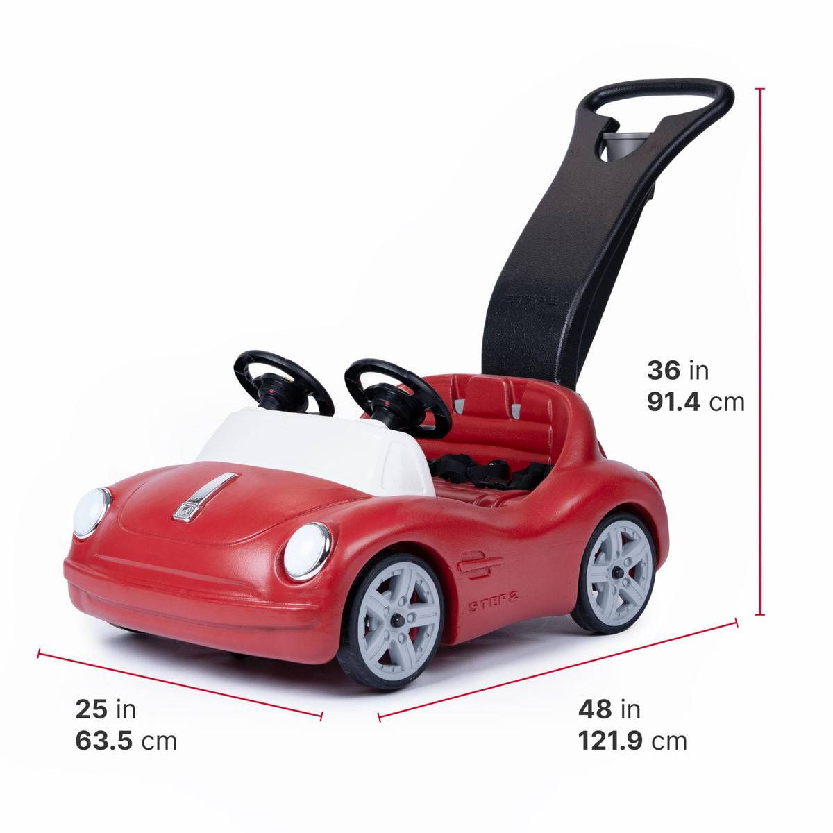 Step2 Side-by-Side Roadster folded handle for easy storage after playtime