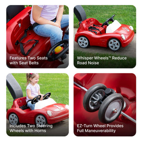 Step2 Side-by-Side Roadster side view highlights compact size for outdoor maneuverability