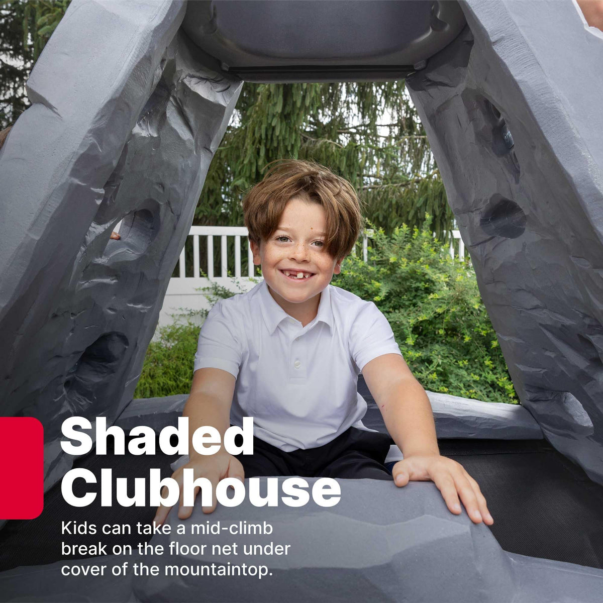 Step2 Skyward Summit 80-inch floor net area provides a safe landing space.