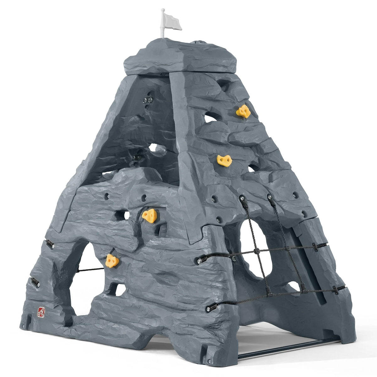 Step2 Skyward Summit rock wall close-up showing kid-friendly grips for safe climbing practice.