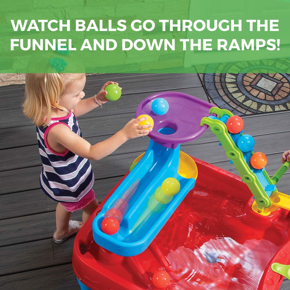 Step2 STEM Discovery Ball Table pulley demonstration highlights simple mechanics.