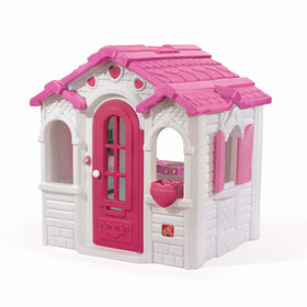 Step2 Sweetheart Playhouse front view; inviting outdoor play space for kids