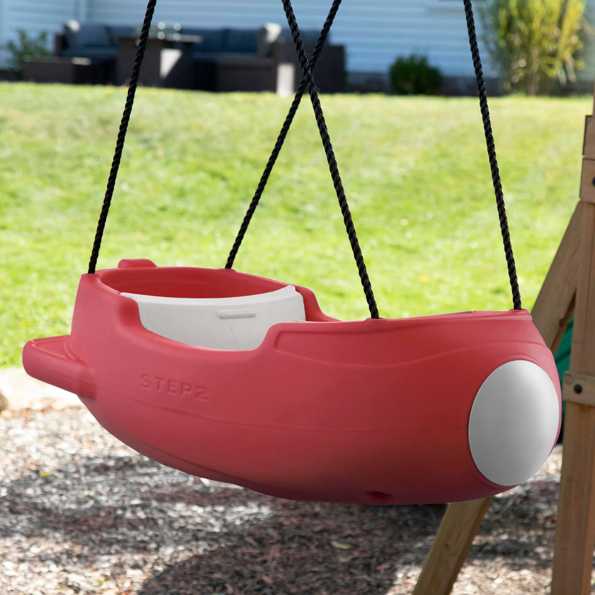Step2 two-kids enjoying backyard play on the two-seat swing
