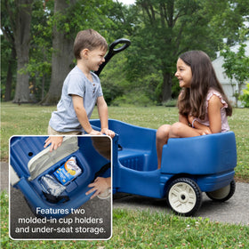 Step2 Wagon Two Plus safety belts and latch door ensure secure rides during walks