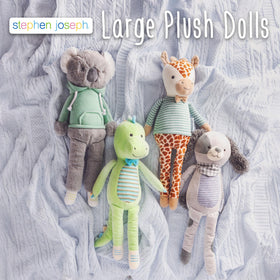 Stephen Joseph Bella Bunny plush back view, classic nursery decor accent