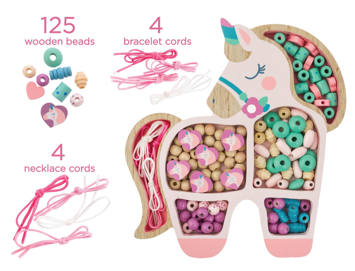 Stephen Joseph string and bead set supports fine motor skill practice.