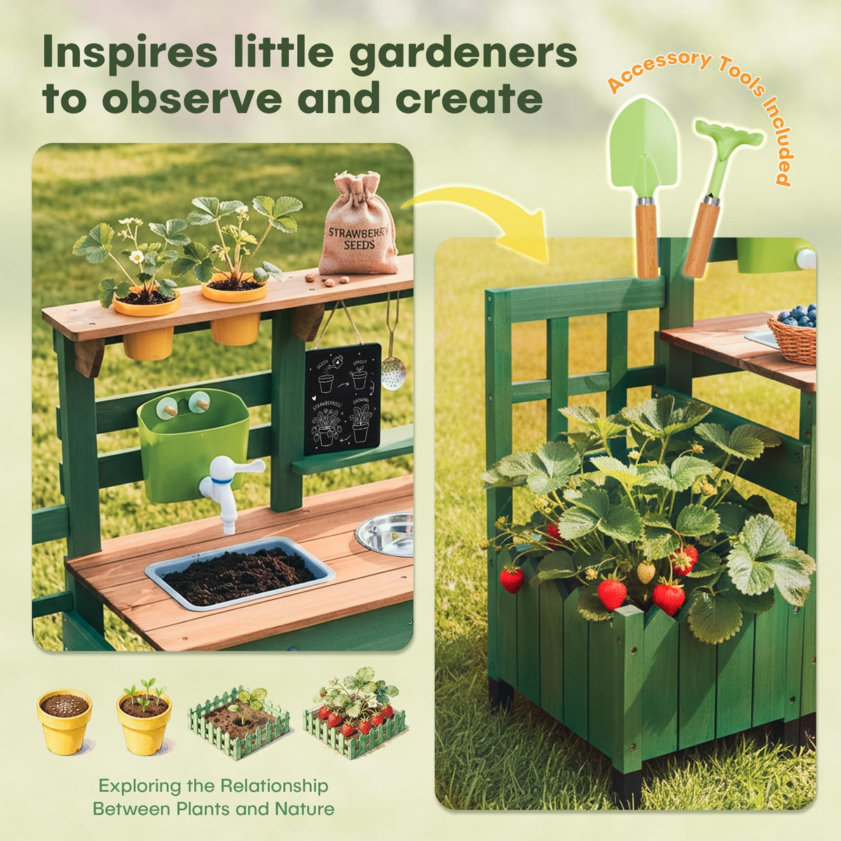 STEPPLAY Mini Flowerpots add charming planting accents for budding gardeners.
