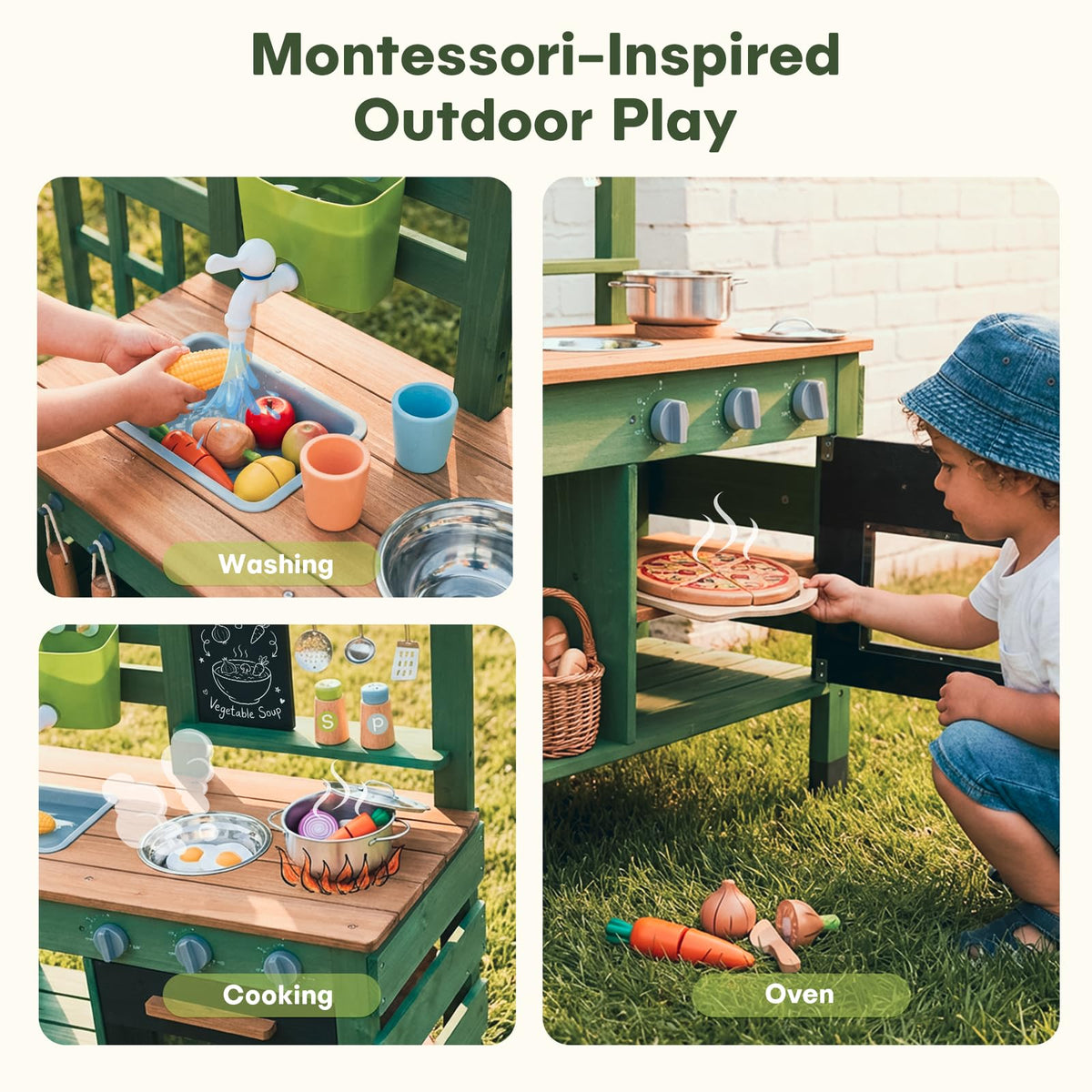 STEPPLAY Mud Kitchen Blackboards for notes and recipe ideas during play.