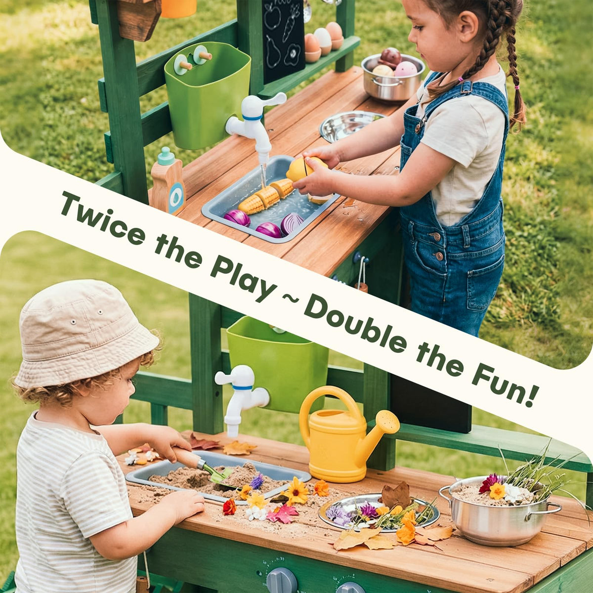STEPPLAY Mud Kitchen Oven and Stove sparks creative pretend meals in open air.