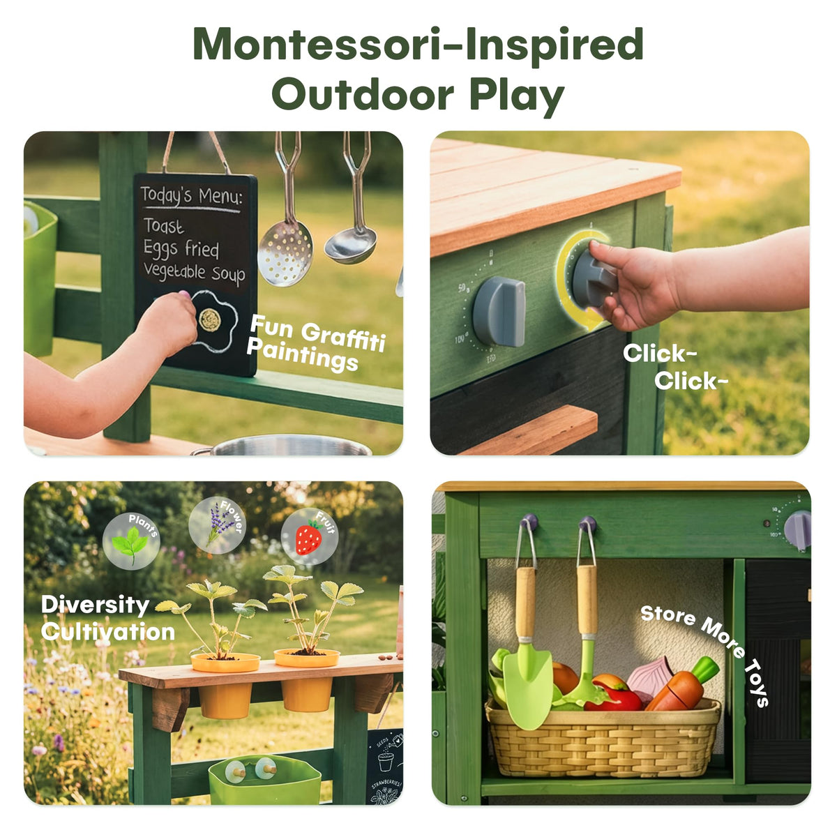 STEPPLAY Mud Kitchen Sink and Faucet for easy cleanup after pretend cooking.